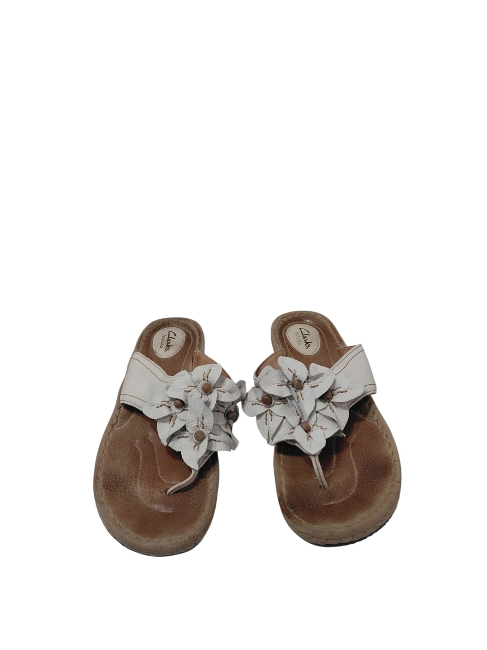 Clarks White Floral Thong Sandals for Women